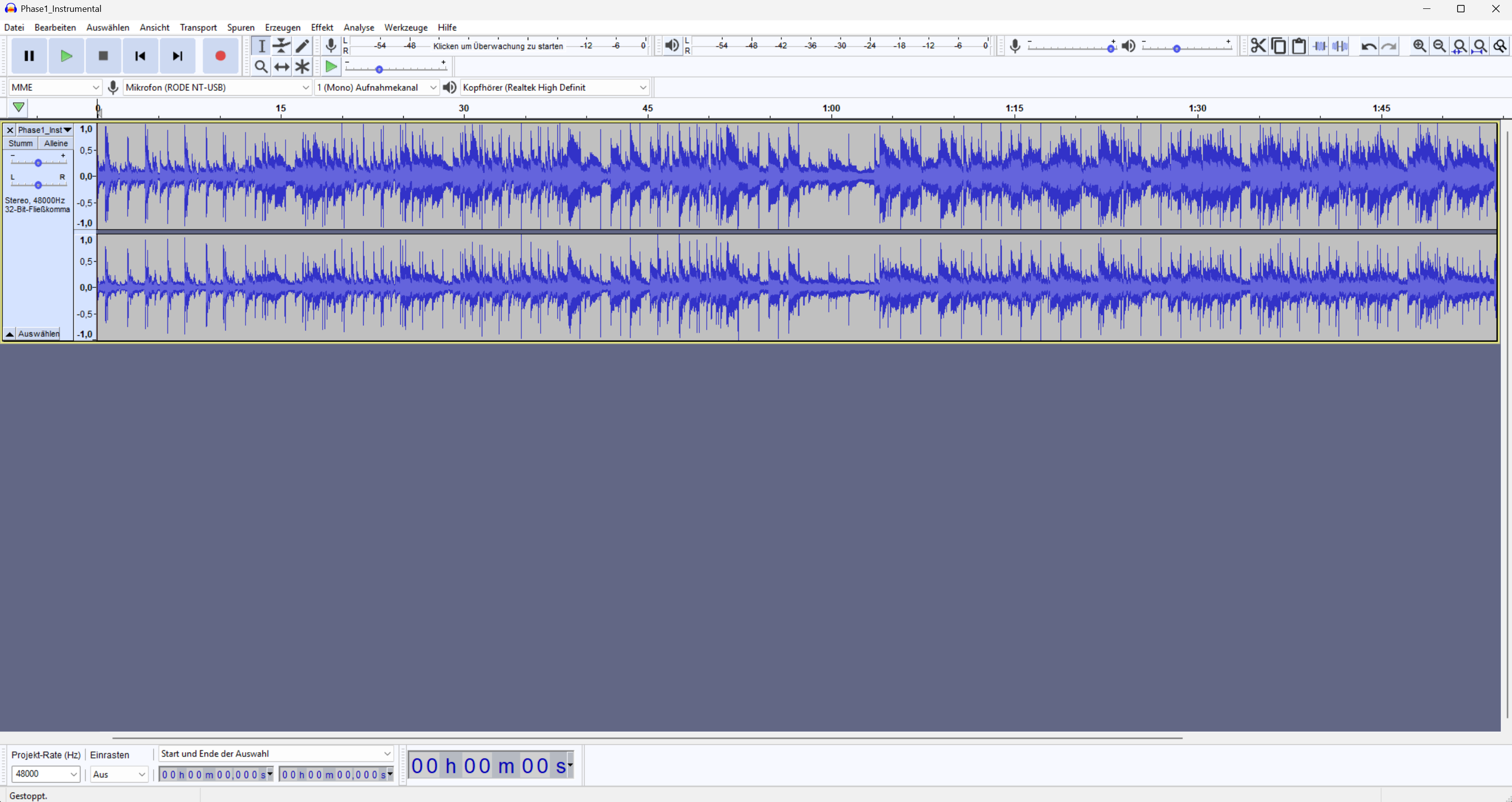 Audacity Main Window